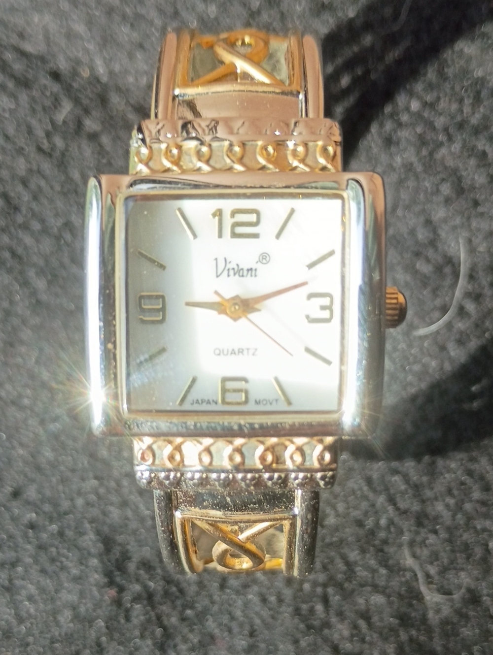 Vivani  Women's Two-Tone Gold Square Dial Bracelet Watch